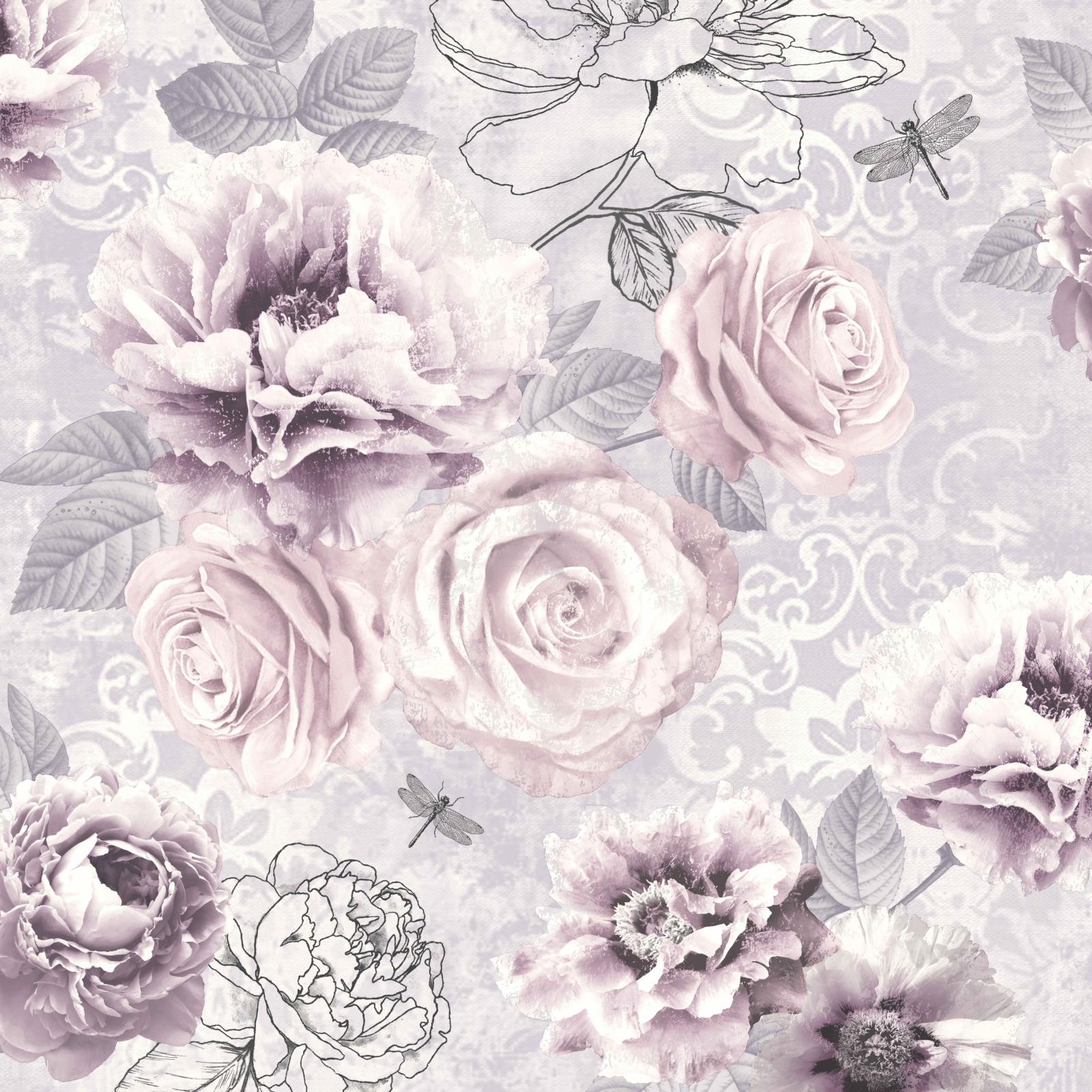 4000x4000 Graham & Brown Fresco Pink Purple & Grey Floral Wallpapermulticolour