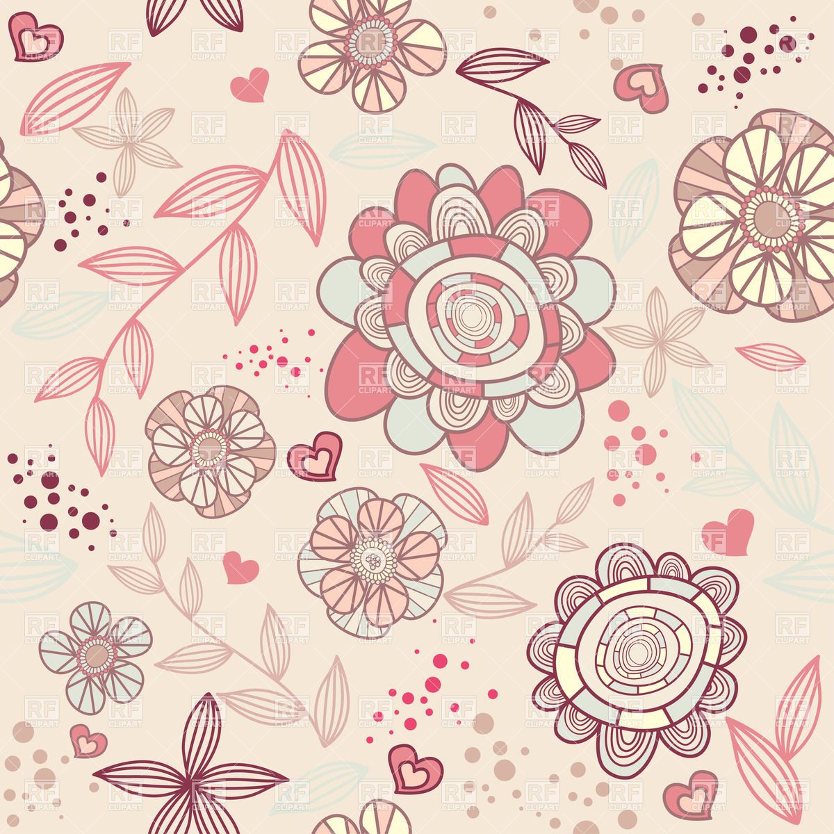 1200x1200 Seamless Romantic Pastel Wallpaper With Stylized Flowers - Seamless