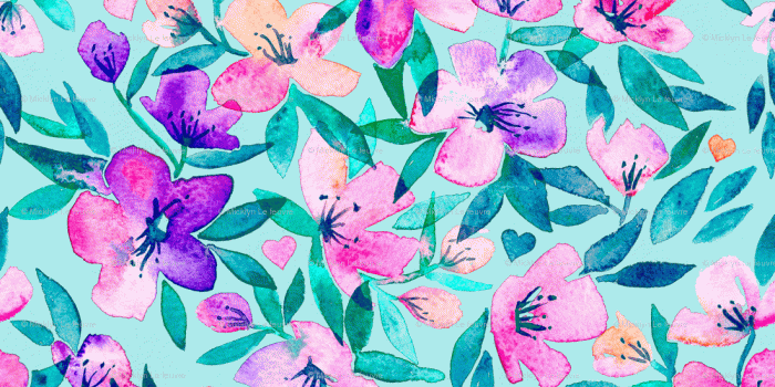 1100x1300 Tiffany blue and purple spring floral - large wallpaper - micklyn