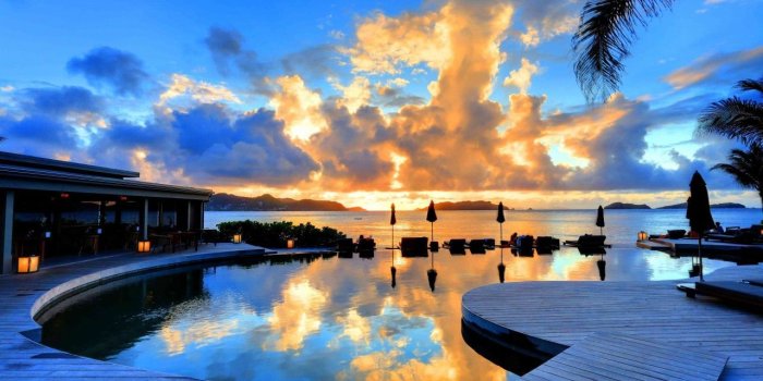 1280x720 St Barth, 5k, 4k wallpaper, 8k, Hotel Christopher, sunset, pool