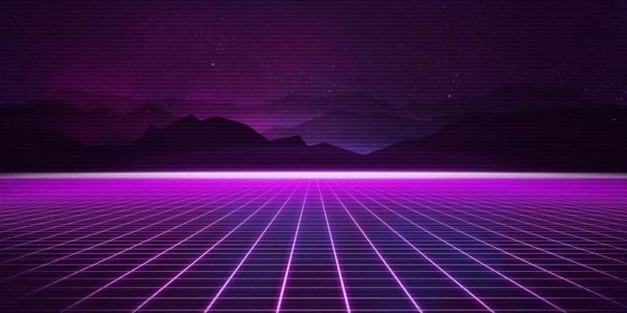 1280x720 Neon, Synthwave, Retrowave, Grid, Mountains, Purple, - Retro Wave