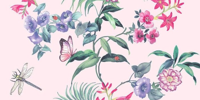1000x1000 Carmen Floral Wallpaper Soft Pink