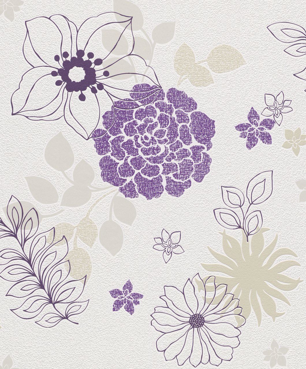 1060x1280 RASCH MAUVE WHITE PURPLE FLOWER FLORAL PATTERN TEXTURED VINYL WALLPAPER  412635