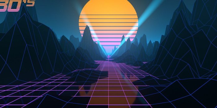 1332x850 Wallpaper Music, Style, Background, 80s, Sun, Style, Neon