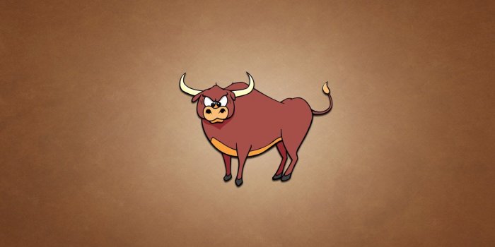 1680x1050 Angry cartoon bull on brown background