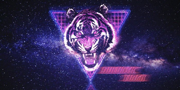 1920x1200 HD wallpaper: tiger illustration, space, neon, synthwave, New Retro