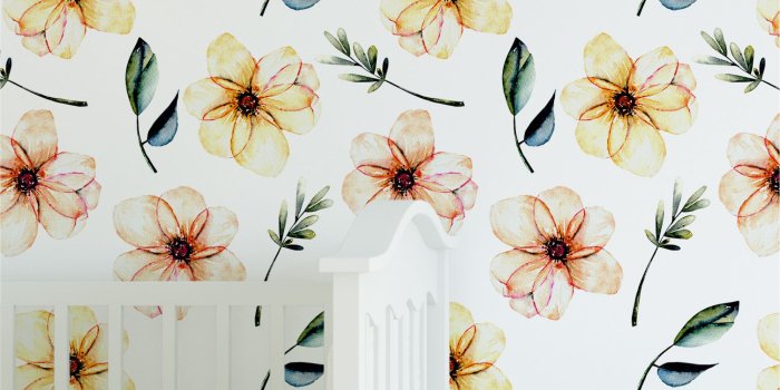 1504x1504 Baby Nursery Watercolor Flower Wallpaper