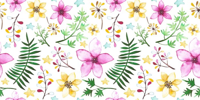 3000x3000 Letman Removable Watercolor Flowers Palm Leaves Nursery 4.17' L x 50