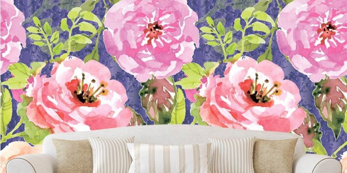 1000x1000 Watercolor Flower Wallpaper. Removable Self adhesive. Floral Wallpaper.  Girl Nursery. Flower Non Woven Wallpaper. Watercolor Flowers X148