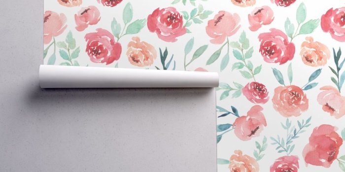 1024x1024 Large Watercolor Flowers on White