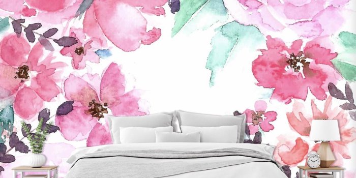 1600x1521 3D Watercolor Flower 76 Wallpaper Mural Paper Wall Print Print Print