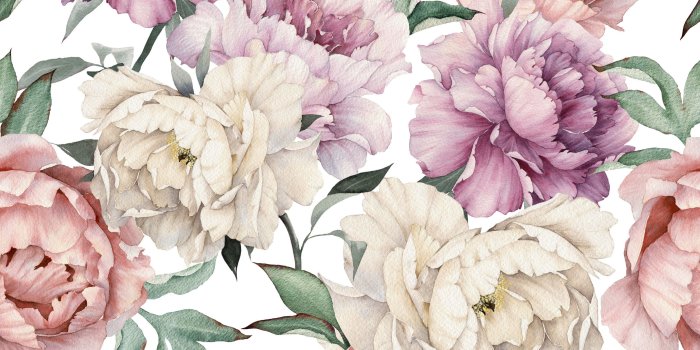 3000x3000 Cline Removable Giant Watercolor Peony Flowers 8.33' L x 100