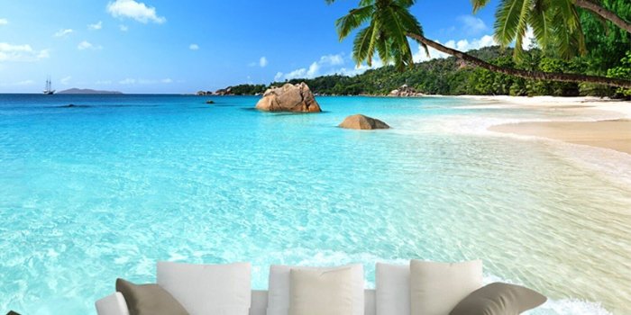 1500x1500 Details about Custom 3D Photo Wallpaper Seascape Beach Palm Wall Covering  Mural Roll Room