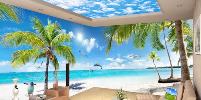 1000x900 US $38.0 |Free Shipping Custom 3d Wallpaper HD 10 Meter Coconut Tree  Landscape Huge Living Room TV Background Wall Beach Vacation Mural-in  Wallpapers