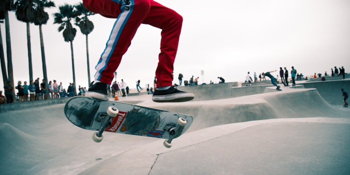 5760x3840 wallpaper skate, skater, jump, trick, skate park, venice, los