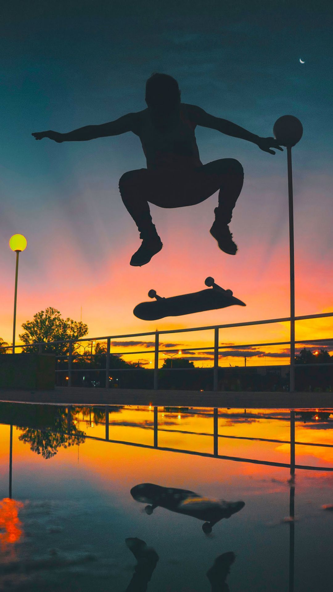 1080x1920 Man, skateboarding, sports, sunset, silhouette, 1080x1920 wallpaper