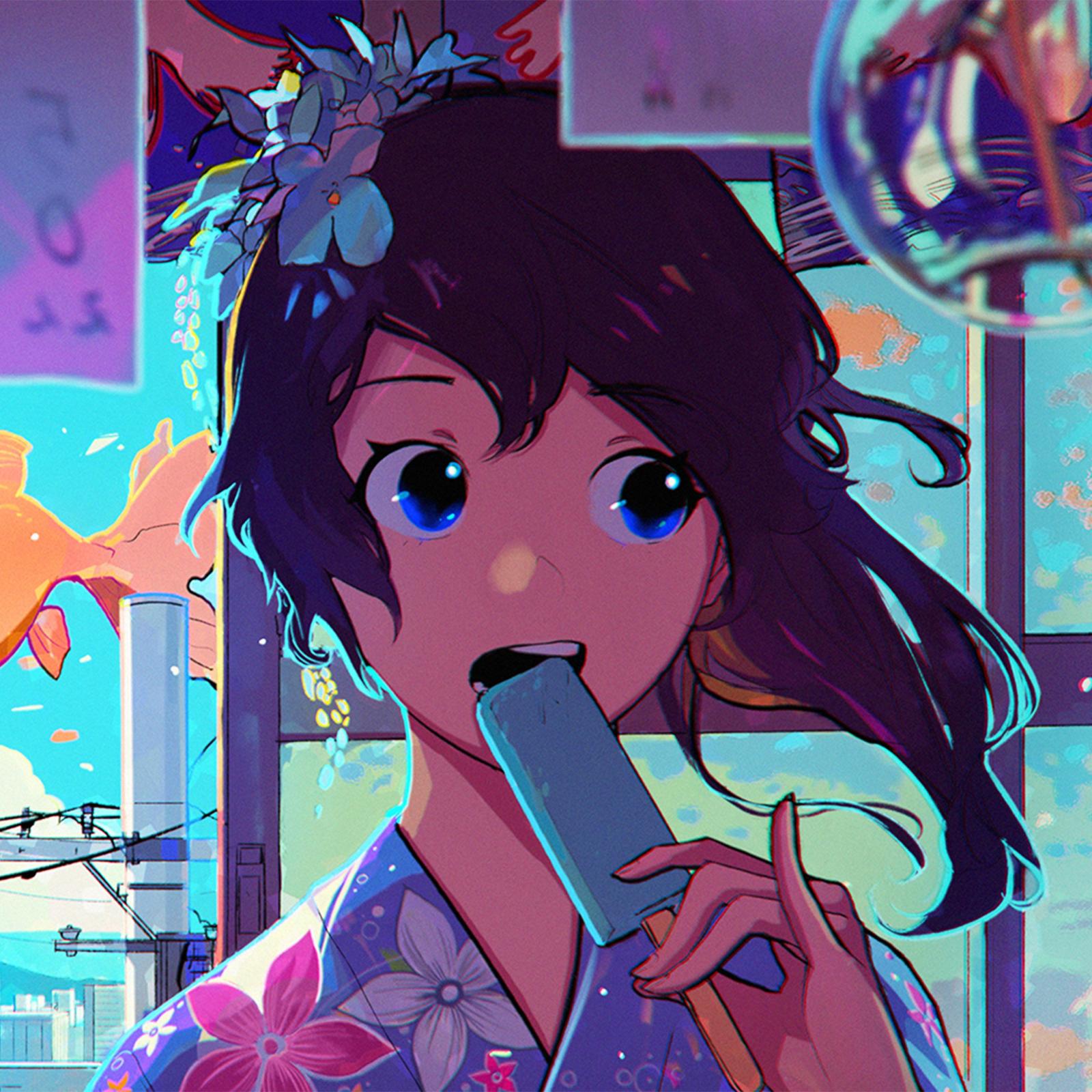 2732x2732 be23-girl-face-anime-art-illustration-wallpaper