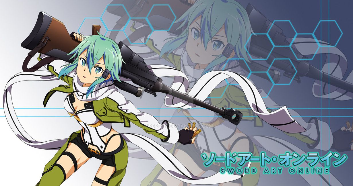 1230x649 Anime Wallpaper Fan-Made: SAO II- Sinon by FiReptile