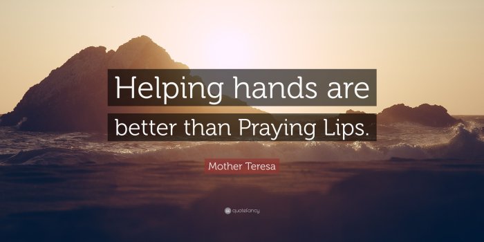 3840x2160 Mother Teresa Quote: “Helping hands are better than Praying Lips