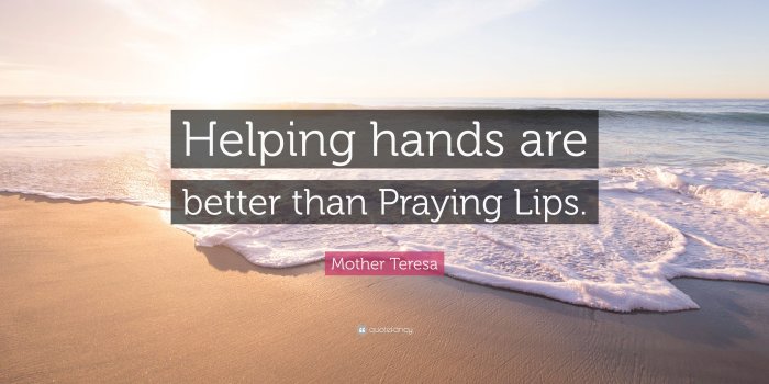 3840x2160 Mother Teresa Quote: “Helping hands are better than Praying Lips