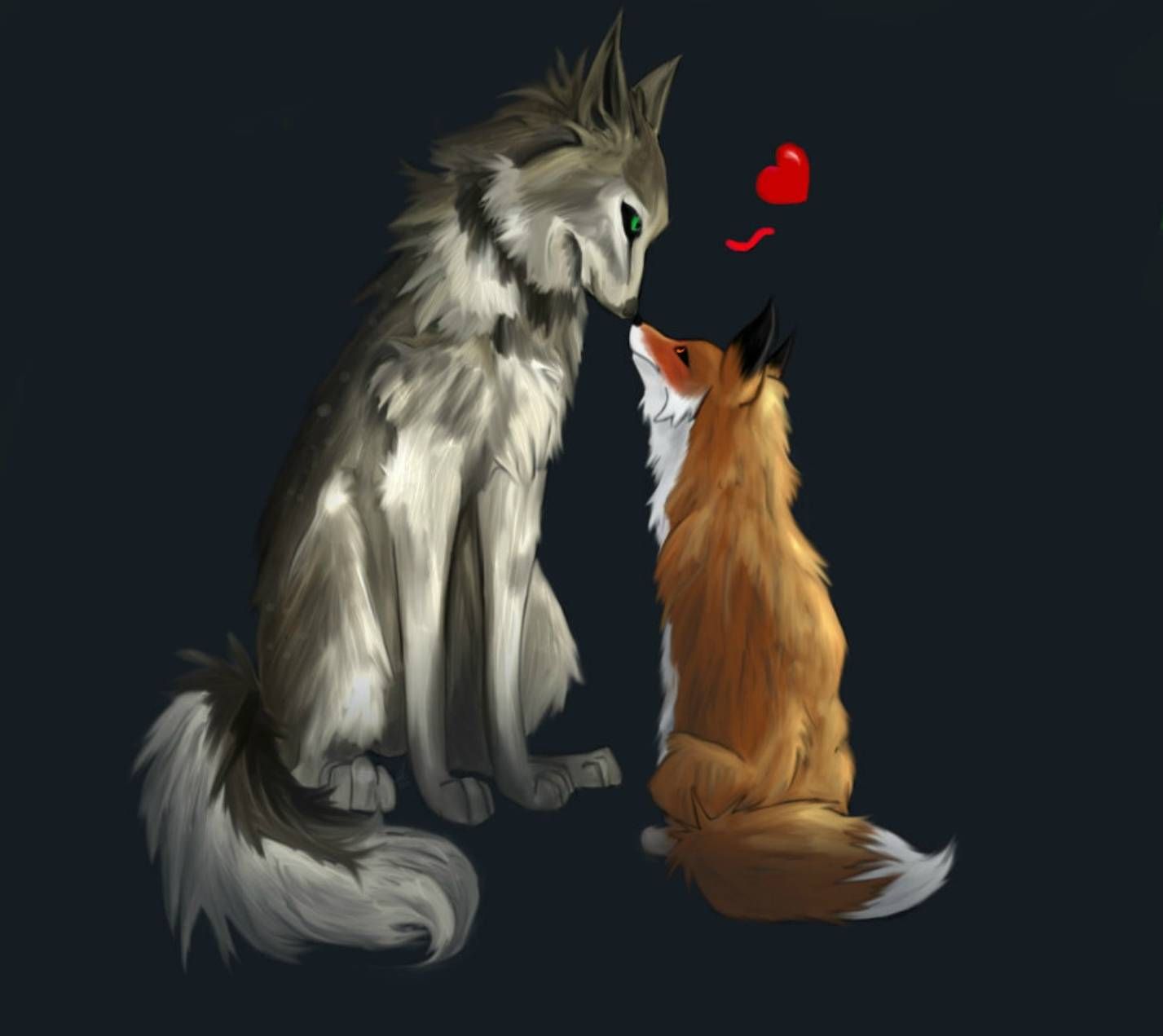 1427x1271 Fox and Wolf Love Wallpaper by wantaride - fd - Free on ZEDGE™