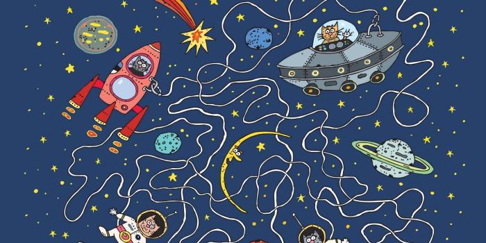 1366x768 Download wallpaper 1366x768 astronauts, cats, rocket, planet, art