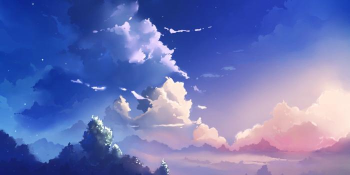 1920x1080 sky, #clouds, #blue, #5 Centimeters Per Second, #anime, #pink