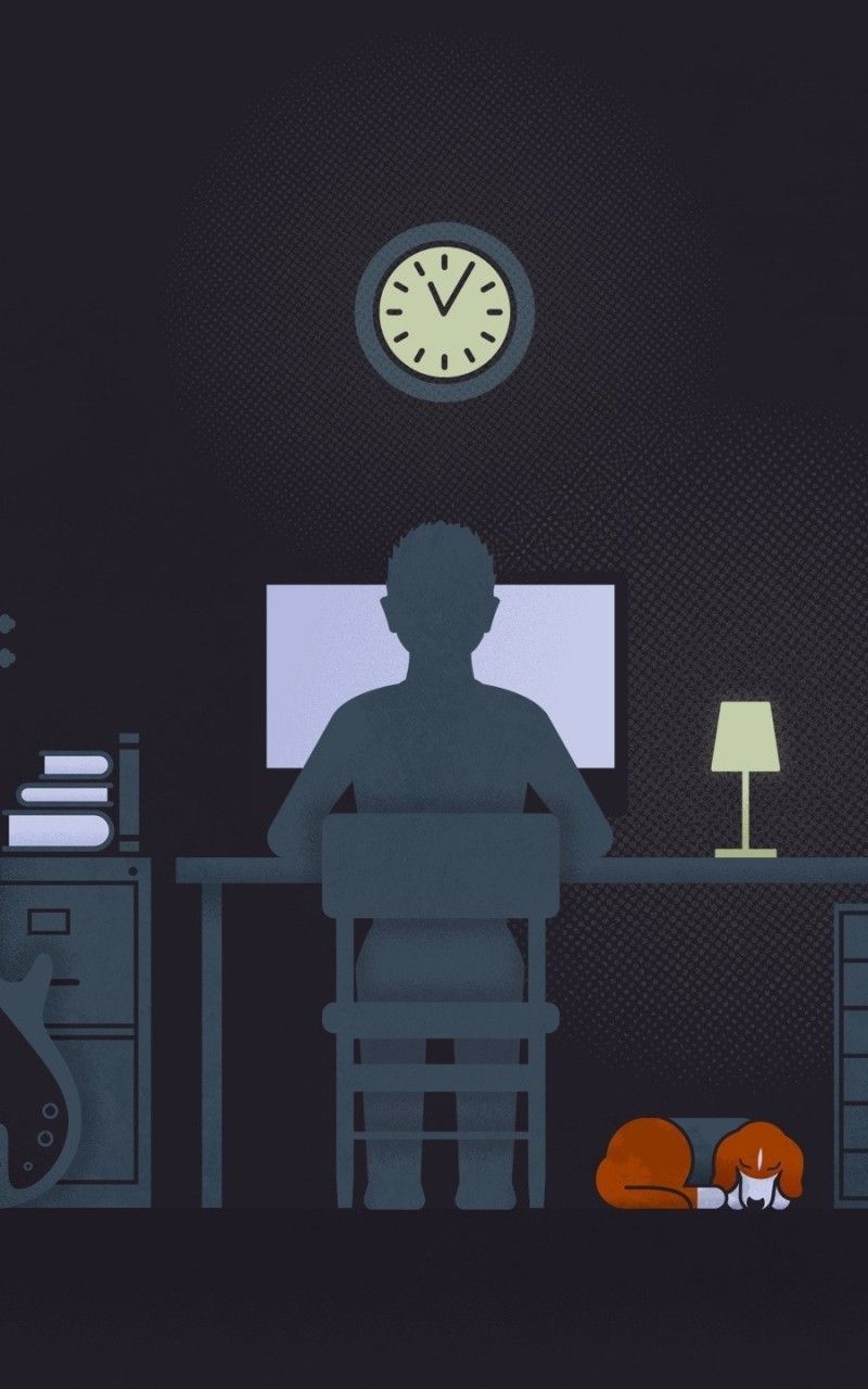 800x1280 Download 800x1280 Working Environment, Home Office, Guitar, Clock