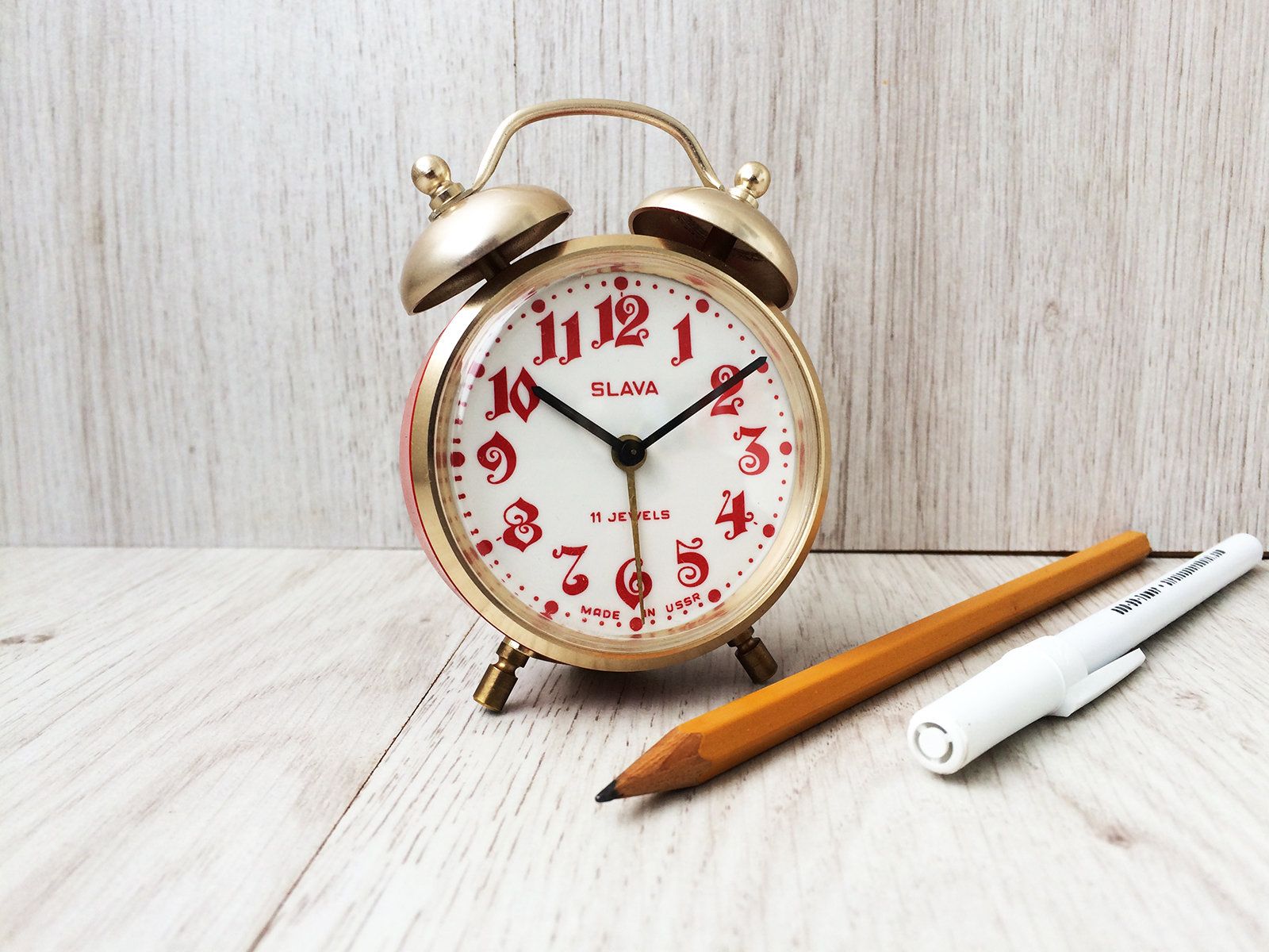 1600x1200 Vintage clock Working alarm clock Desk clock Mechanical alarm clock Retro  Russian clock Soviet Slava clock Home Decor Office decor Gift