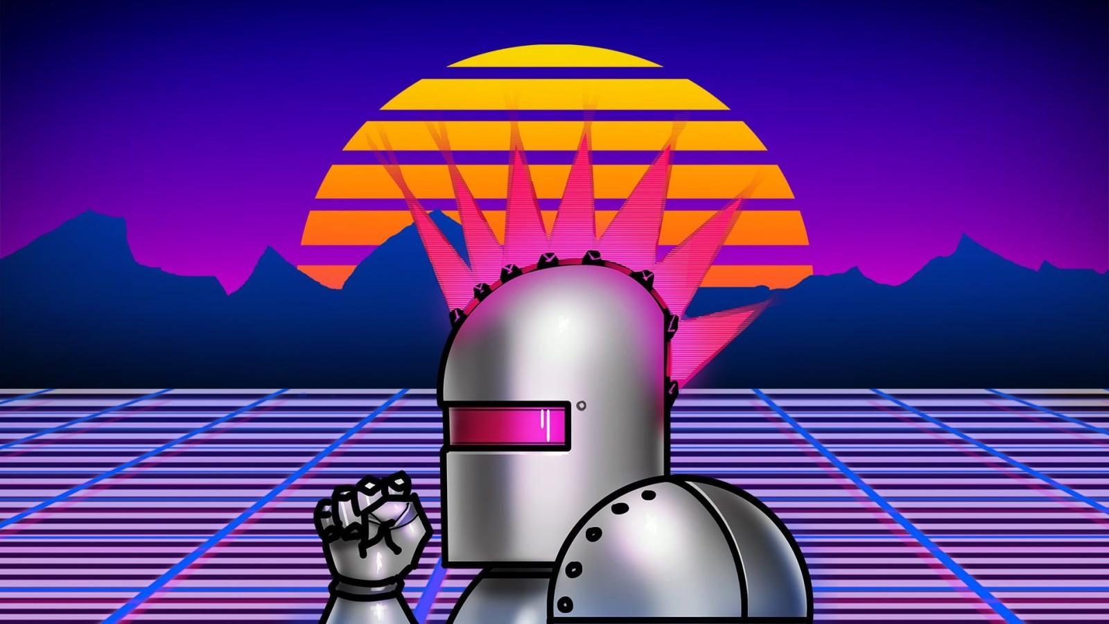 1920x1080 Gray knight illustration, Neon Lazer Mohawk, 1980s, retro games