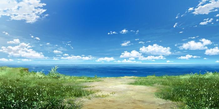 2560x1440 Still sea in the anime in shades of gray wallpapers and images