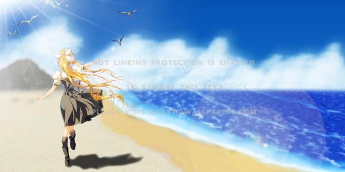 1920x1200 beach Sea air Anime