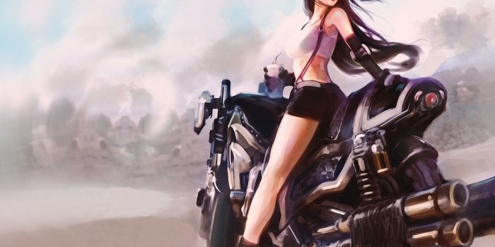 1280x1024 Fantasy girl, motorcycle, art drawing 640x1136 iPhone 5/5S/5C/SE
