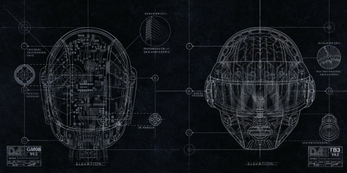 1244x700 Music robots Daft Punk houses Disco funky schematic EDM Random