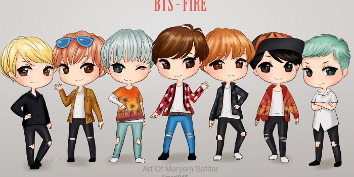3800x2100 Chibi Bts Fire All Members By Rebeca Honney On Deviantart