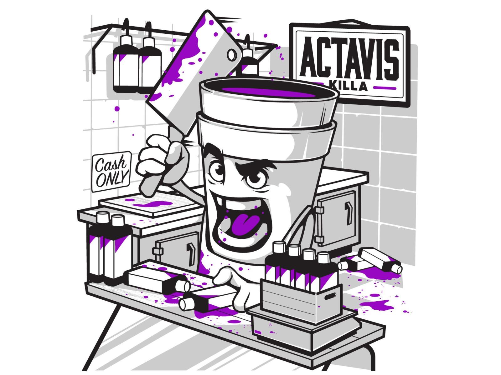 2000x1500 Actavis Character Mascot Killa T shirt design by Old Dirty Dermot