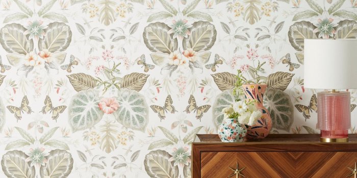 1450x2175 Tropical Butterflies Wallpaper | Historic Home Renovation