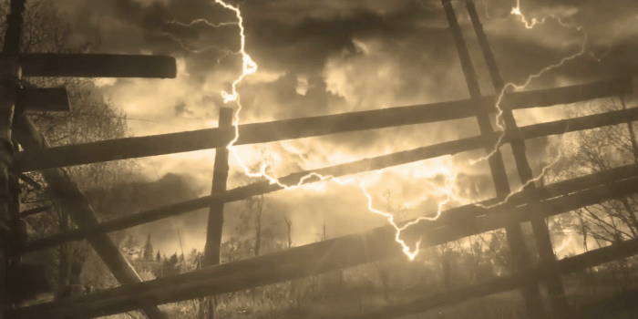 1920x1080 Wooden fence and heavy lightning storm Motion Background - Storyblocks Video