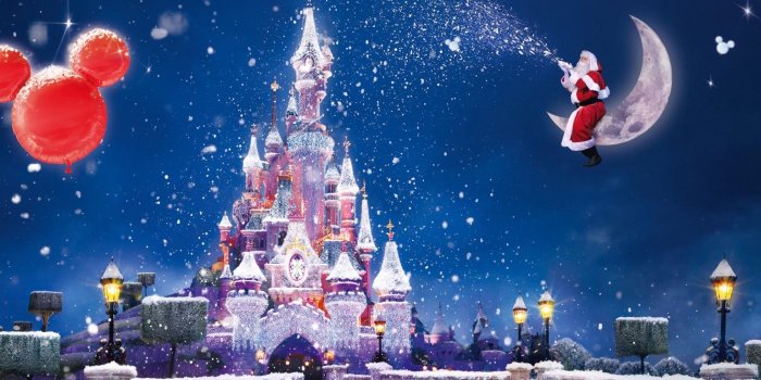 2560x1080 Download wallpaper 2560x1080 santa claus, magic, moon, snow, castle