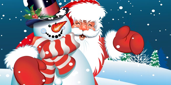 14282x10000 snowman and santa claus wallpapers and images - wallpapers, pictures