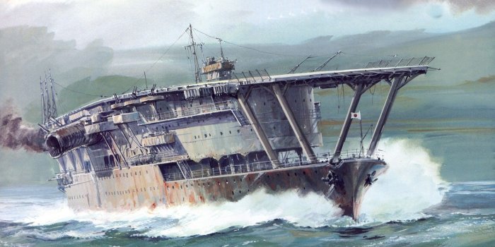1332x850 Wallpaper sea, wave, figure, art, the carrier, WW2, The Navy of