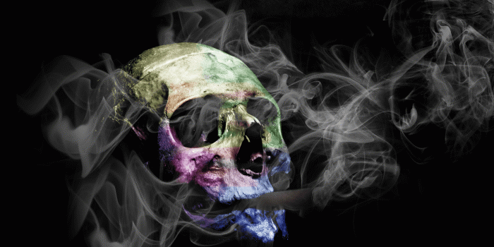 1920x1280 Colorful Skull with smoke and cigar : wallpapers
