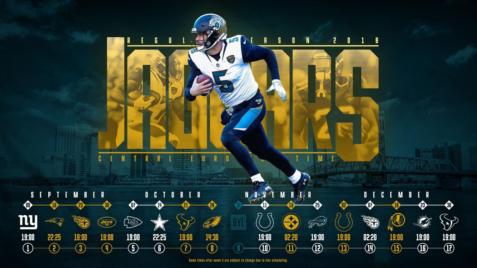 3840x2160 Schedule wallpaper for the Jacksonville Jaguars Regular Season, 2018