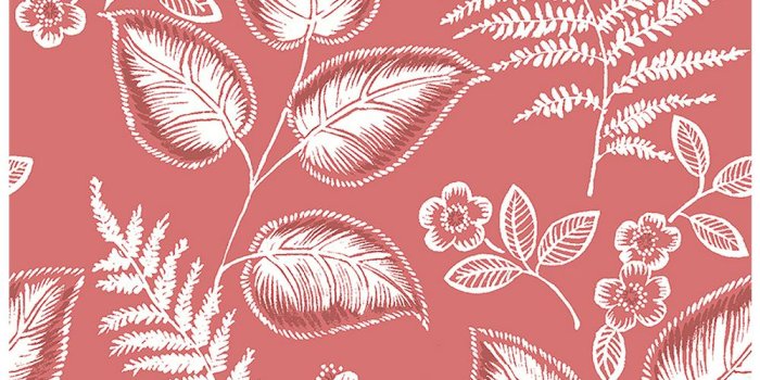 1000x1000 Trianon Coral Botanical Wallpaper Sample