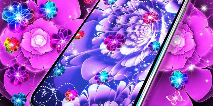 1024x1024 16901 glowing flowers live wallpaper