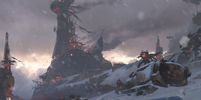 1400x988 Download 1400x988 Destiny, War, Robots, Snow, Artwork Wallpapers
