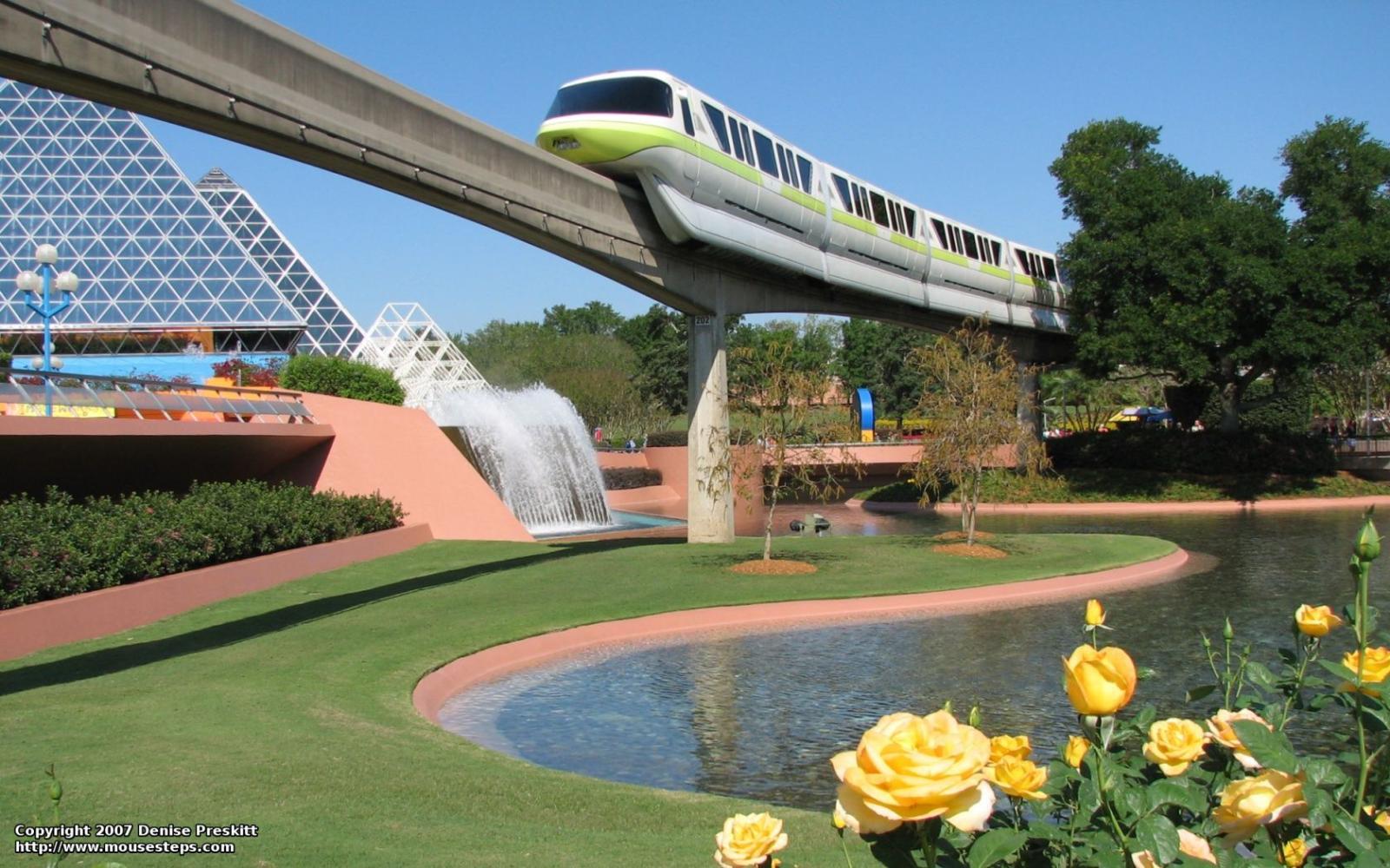 1680x1050 Another of my Desktop Wallpaper photos, a monorail in Epcot, 2007