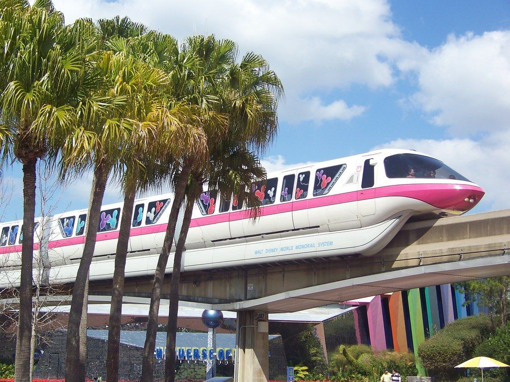 1024x768 Epcot - Walt Disney World Monorail | Monorail Pink passes by…