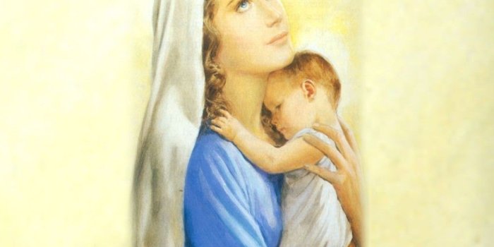 1024x768 Mary With Her Baby Jesus Wallpaper