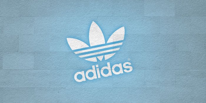 1920x1200 White Adidas Logo On Blue Wall Desktop Wallpaper